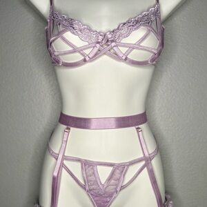 Lavender Lace Strappy Lingerie Set